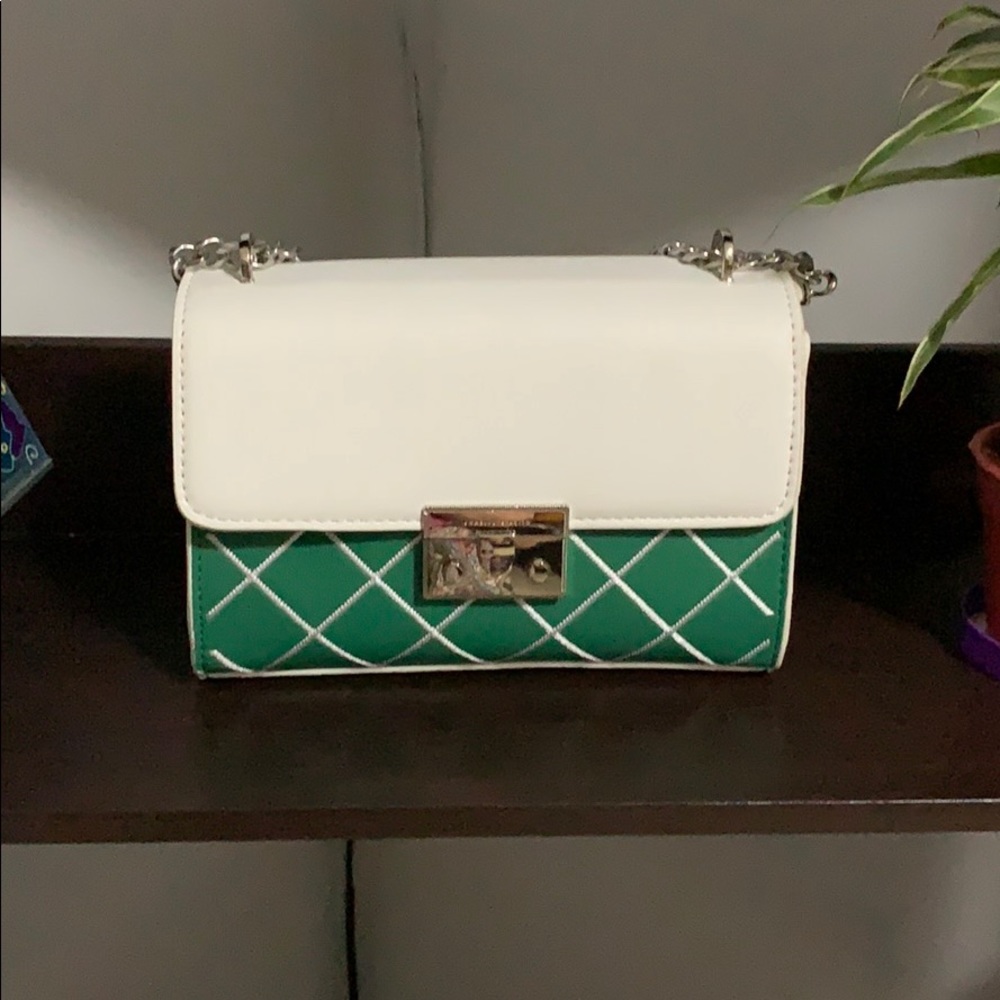 NWOT White and Green Crossbody Bag